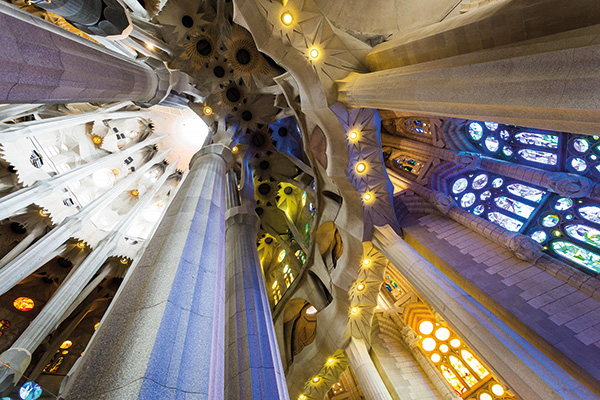 Arches in the Sagrada Família, Barcelona, Spain