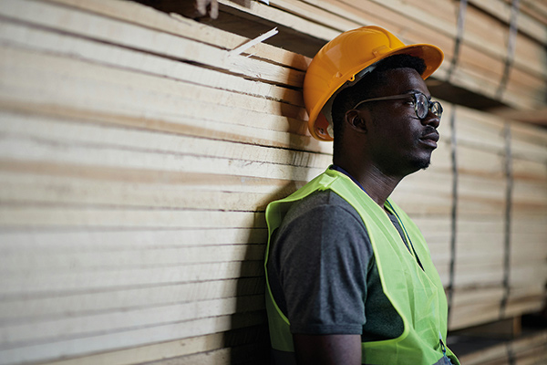 worker wearing a hard hat