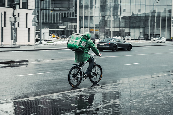 a biker on a street