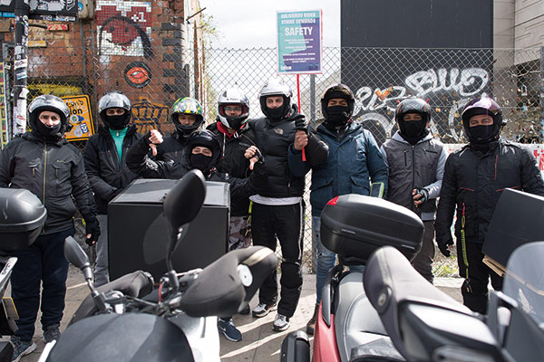 motorbike riders posing